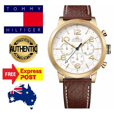  Shop Authentic Tommy Hilfiger Jake Quartz White Dial Brown Leather Strap Watch for Men - 1791231 - Luxxuri