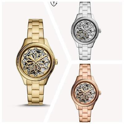  Shop Authentic Fossil Rye Automatic Skeleton Gold Dial Gold Steel Strap Watch for Women - BQ3755 - Luxxuri