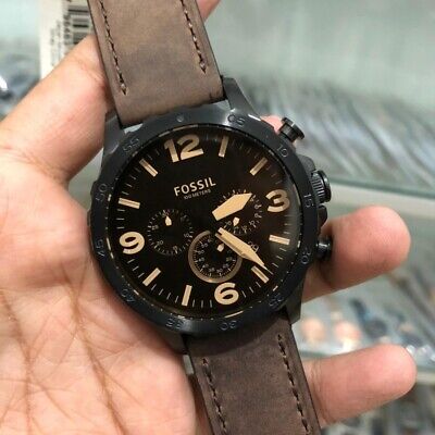  Shop Authentic Fossil Nate Chronograph Brown Dial Brown Leather Strap Watch for Men - JR1487 - Luxxuri