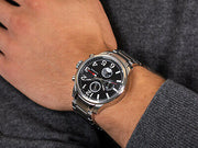  Shop Authentic Tommy Hilfiger Jackson Quartz Black Dial Silver Steel Strap Watch for Men - 1791243 - Luxxuri