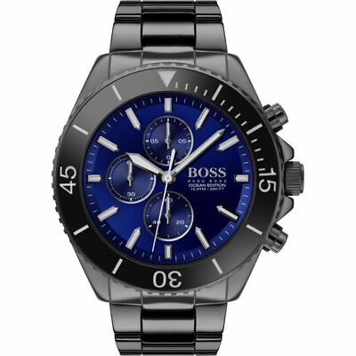  Shop Authentic Hugo Boss Ocean Edition Navy Blue Dial Black Steel Strap Watch for Men - 1513743 - Luxxuri