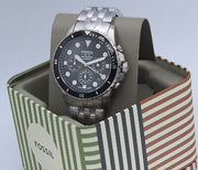  Shop Authentic Fossil FB-01 Chronograph Black Dial Silver Steel Strap Watch for Men - FS5837 - Luxxuri