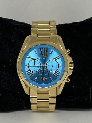  Shop Authentic Michael Kors Bradshaw Chronograph Blue Dial Gold Steel Strap Watch For Women - MK5975 - Luxxuri