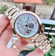  Shop Authentic Bulova BVA Skeleton Silver Dial Gold Steel Strap Watch for Men - 97A108 - Luxxuri