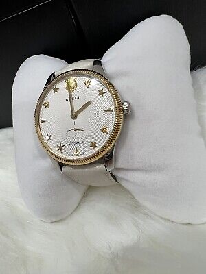  Shop Authentic Gucci G Timeless Automatic Silver Dial Beige Leather Strap Watch For Men - YA126348 - Luxxuri