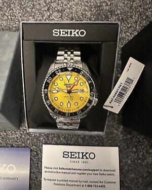  Shop Authentic Seiko 5 Sport SKX GMT US Special Creation Automatic Yellow Dial Silver Steel Strap Watch for Men - SSK017K1 - Luxxuri