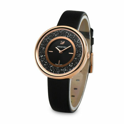  Shop Authentic Swarovski Crystalline Pure Black Dial Black Leather Strap Watch for Women - 5275043 - Luxxuri