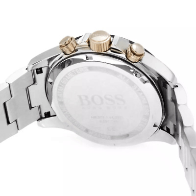  Shop Authentic Hugo Boss Here Chronograph Black Dial Two Tone Steel Strap Watch for Men - 1513757 - Luxxuri