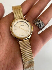  Shop Authentic Swarovski Octea Nova Silver Dial Gold Mesh Bracelet Watch for Women - 5430417 - Luxxuri