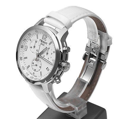  Shop Authentic Tissot PRC 200 Chronograph White Dial White Leather Strap Watch For Men - T055.417.16.017.00 - Luxxuri