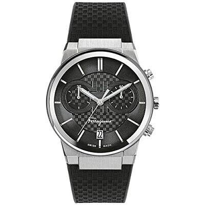 Shop Authentic Salvatore Ferragamo Sapphire Chrono Black Dial Black Silicone Strap Watch for Men - SFME00121 - Luxxuri