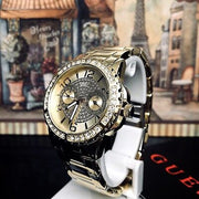  Shop Authentic Guess Sassy Analog Quartz Gold Dial Gold Steel Strap Watch For Women - W0705L2 - Luxxuri