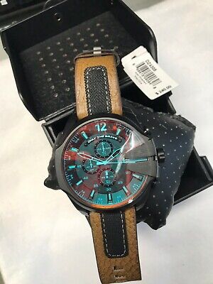  Shop Authentic Diesel Mega Chief Quartz Black Dial Two Tone Leather Strap Watch For Men - DZ4305 - Luxxuri