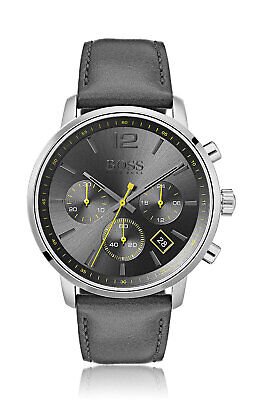  Shop Authentic Hugo Boss Attitude Grey Dial Grey Leather Strap Watch for Men - 1513658 - Luxxuri