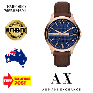  Shop Authentic Armani Exchange Hampton Chronograph Blue Dial Brown Leather Strap Watch For Men - AX2172 - Luxxuri
