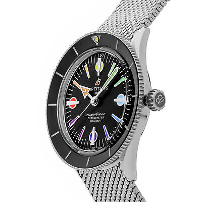  Shop Authentic Breitling Superocean Heritage '57 Black Dial Silver Mesh Bracelet Watch for Men - A103701A1B1A1 - Luxxuri