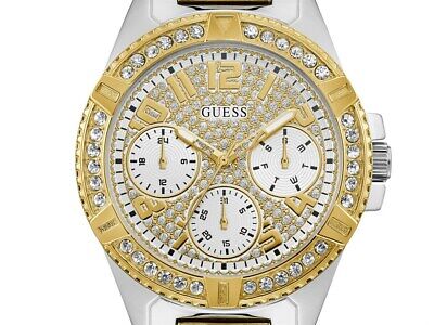  Shop Authentic Guess Frontier Chronograph Crystals Gold Dial Two Tone Steel Strap Watch For Women - W1156L5 - Luxxuri