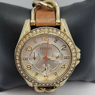  Shop Authentic Fossil Riley White Dial Beige Leather Strap Watch for Women - ES3465 - Luxxuri