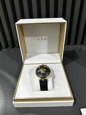  Shop Authentic Versace Palazzo Empire Black Dial Black Leather Strap Watch for Women - VCO020017 - Luxxuri