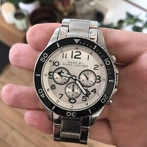  Shop Authentic Marc Jacobs Rock Chronograph White Dial Silver Steel Strap Watch for Men - MBM5027 - Luxxuri