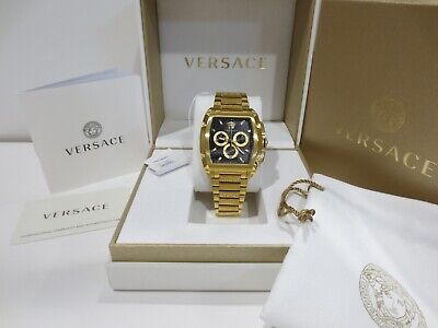  Shop Authentic Versace Dominus Chronograph Black Dial Gold Steel Strap Watch For Men - VE6H00523 - Luxxuri