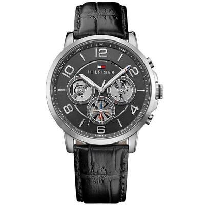  Shop Authentic Tommy Hilfiger Keagan Quartz Grey Dial Black Leather Strap Watch for Men - 1791289 - Luxxuri