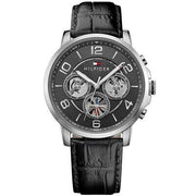  Shop Authentic Tommy Hilfiger Keagan Quartz Grey Dial Black Leather Strap Watch for Men - 1791289 - Luxxuri