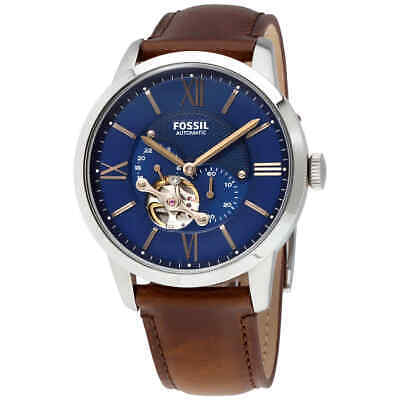  Shop Authentic Fossil Townsman Automatic Blue Dial Brown Leather Strap Watch for Men - ME3110 - Luxxuri