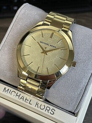  Shop Authentic Michael Kors Slim Runway Gold Dial Gold Steel Strap Watch for Women - MK3335 - Luxxuri