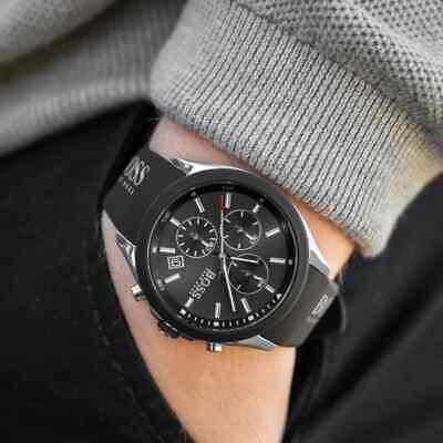  Shop Authentic Hugo Boss Velocity Black Dial Black Leather Strap Watch for Men - 1513716 - Luxxuri
