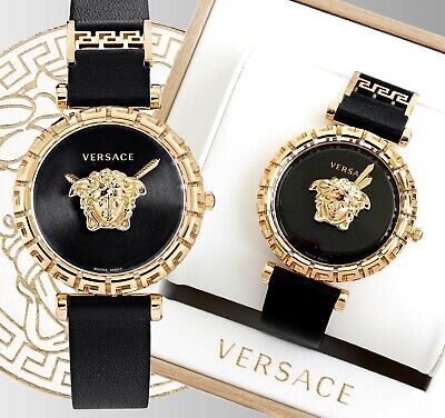  Shop Authentic Versace Palazzo Empire Greca Black Dial Black Leather Strap Watch for Women - VEDV00119 - Luxxuri