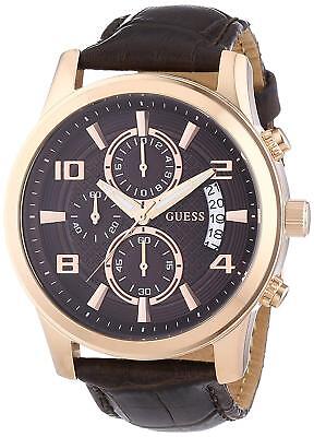  Shop Authentic Guess Exec Chronograph Brown Dial Brown Leather Strap Watch For Men - W0076G4 - Luxxuri