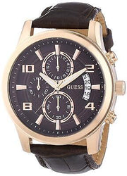  Shop Authentic Guess Exec Chronograph Brown Dial Brown Leather Strap Watch For Men - W0076G4 - Luxxuri