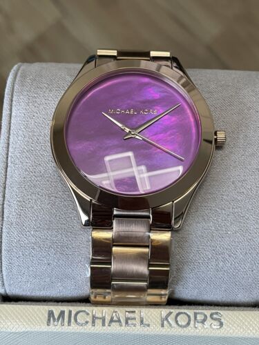  Shop Authentic Michael Kors Slim Runway Purple Dial Rose Gold Steel Strap Watch for Women - MK3293 - Luxxuri