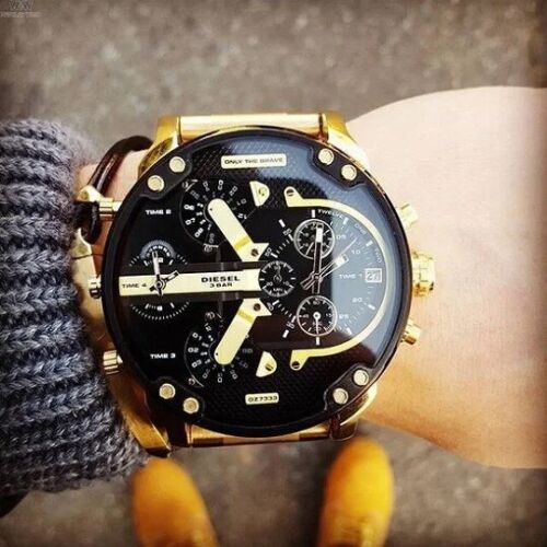 Shop Authentic Diesel Mr Daddy 2.0 Black Dial Gold Stainless Steel Watch For Men - DZ7333 - Luxxuri