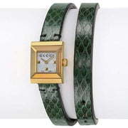  Shop Authentic Gucci G Frame Double Mother of Pearl Dial Green Leather Strap Watch For Women - YA128525 - Luxxuri