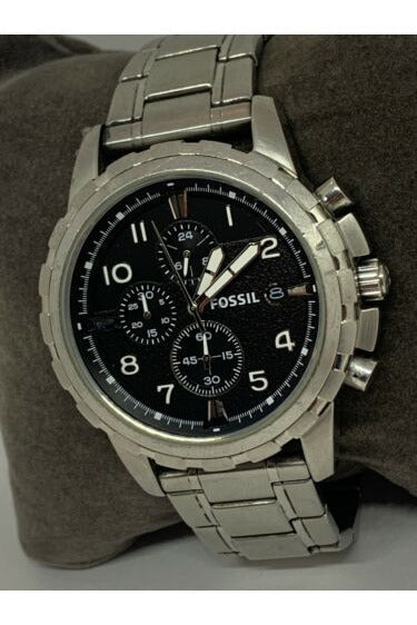  Shop Authentic Fossil Dean Chronograph Black Dial Silver Steel Strap Watch for Men - FS4542 - Luxxuri