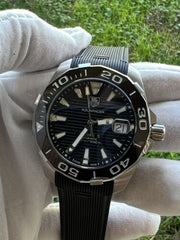  Shop Authentic Tag Heuer Aquaracer Calibre 5 Automatic Black Dial Black Rubber Strap Watch for Men -  WAY211A.FT6151 - Luxxuri