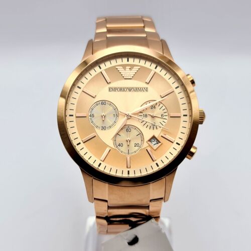  Shop Authentic Emporio Armani Classic Rose Gold Chronograph Steel Strap Watch For Men - AR2452 - Luxxuri