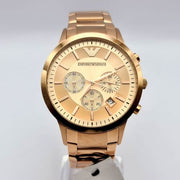  Shop Authentic Emporio Armani Classic Rose Gold Chronograph Steel Strap Watch For Men - AR2452 - Luxxuri