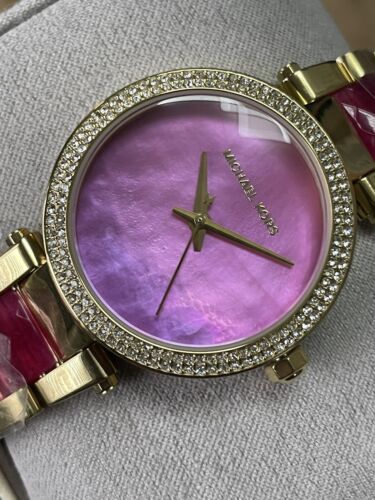  Shop Authentic Michael Kors Parker Pink Mother of Pearl Dial Two Tone Steel Strap Watch for Women - MK6490 - Luxxuri