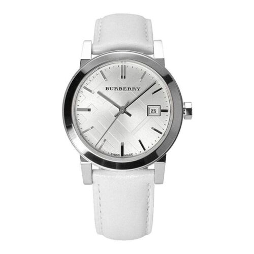  Shop Authentic Burberry The City White Dial White Leather Strap Watch for Women - BU9128 - Luxxuri
