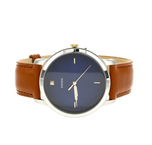  Shop Authentic Fossil The Minimalist 3H Blue Dial Brown Leather Strap Watch for Men - FS5499 - Luxxuri