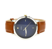  Shop Authentic Fossil The Minimalist 3H Blue Dial Brown Leather Strap Watch for Men - FS5499 - Luxxuri
