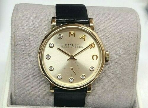  Shop Authentic Marc Jacobs Baker Gold Dial Black Leather Strap Watch for Women - MBM1399 - Luxxuri
