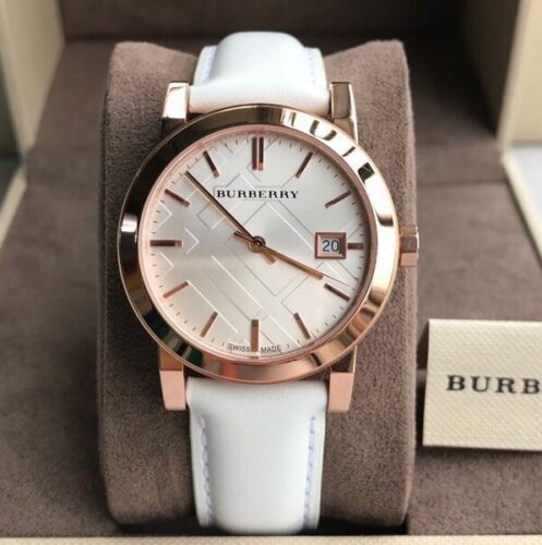  Shop Authentic Burberry The City White Dial White Leather Strap Watch for Women - BU9108 - Luxxuri