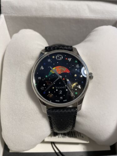  Shop Authentic Gucci G-Timeless Moonphase Black Dial Black Leather Strap Watch For Men - YA1264045 - Luxxuri
