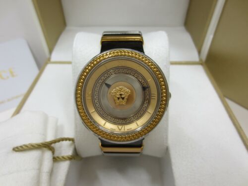  Shop Authentic Versace V Metal Icon Gold Dial Black & Silver & Gold Strap Watch for Women - VLC020014 - Luxxuri