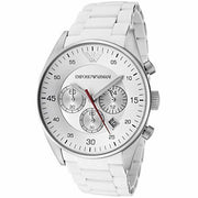  Shop Authentic Emporio Armani Sport Chronograph White Dial White Silicone Strap Watch For Men - AR5859 - Luxxuri