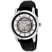  Shop Authentic Emporio Armani Luigi Silver Skeleton Dial Black Leather Strap Watch For Men - AR1981 - Luxxuri